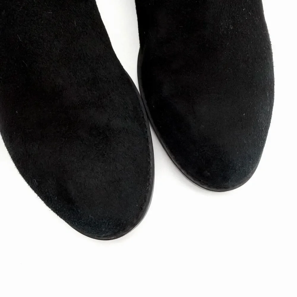 STUART WEITZMAN Black Suede 5050 Over The Knee Boots Size 8.5 Flat Block Heel